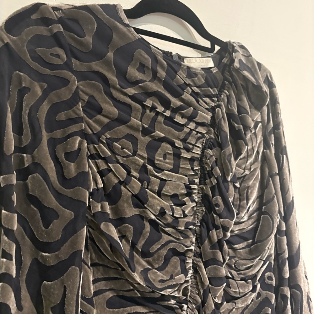 ULLA JOHNSON Silk Blend Velvet Gia Mini Dress Zebra Animal Print Size 4 - Picture 9 of 11